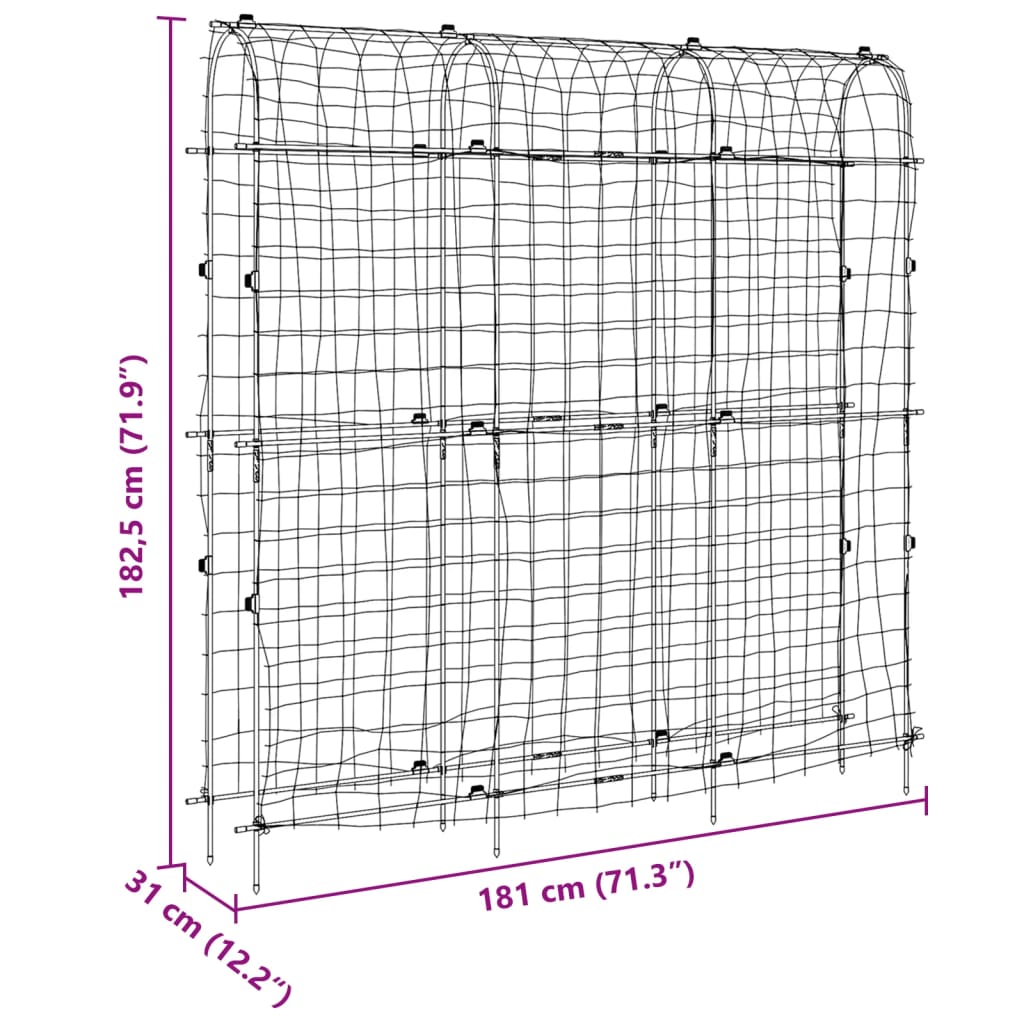 vidaXL Traliccio Giardino per Rampicanti Telaio U 181x31x182,5 Acciaio