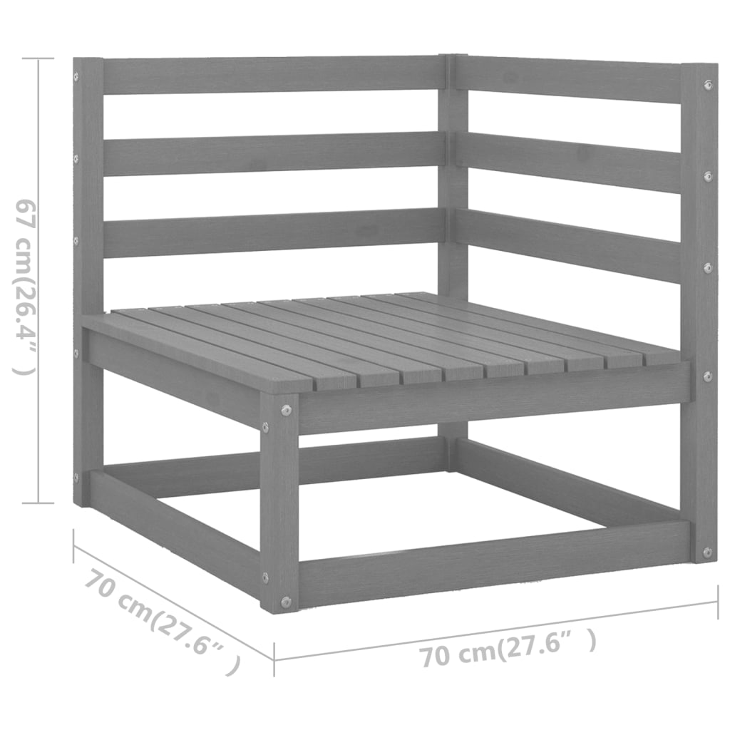 vidaXL Set Divani da Giardino 8 pz Grigi in Legno Massello di Pino