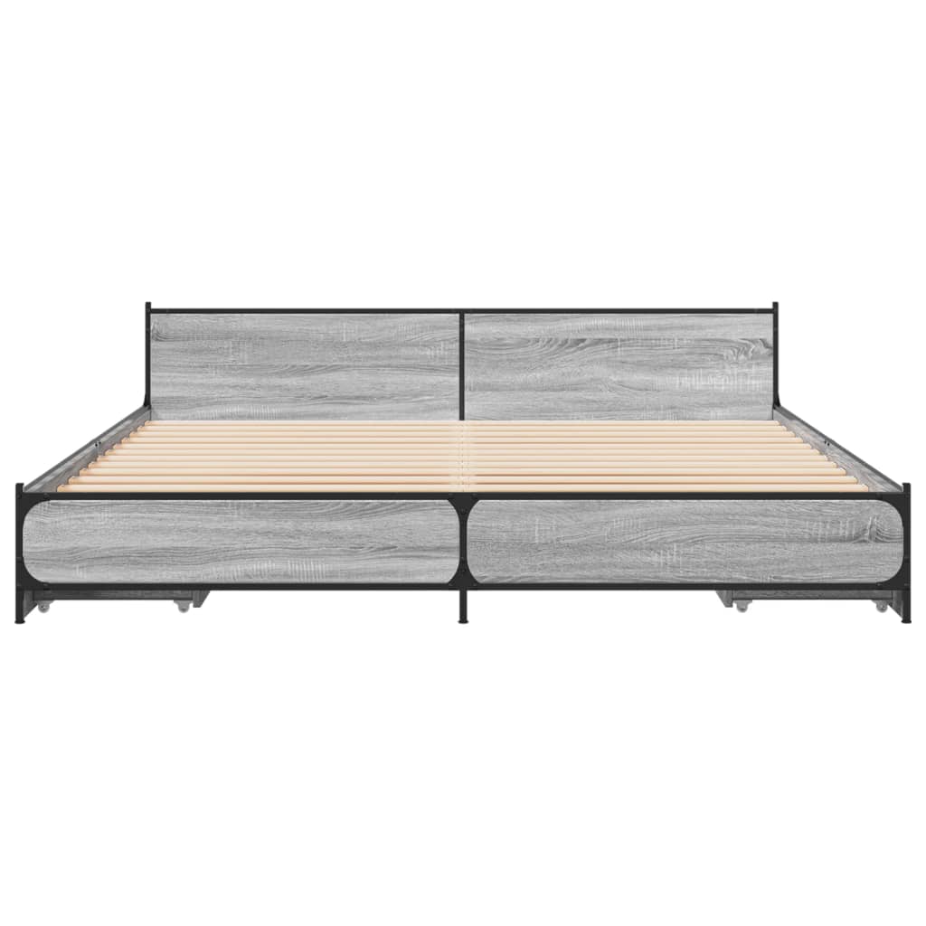 vidaXL Giroletto Cassetti Grigio Sonoma 200x200 cm Legno Multistrato