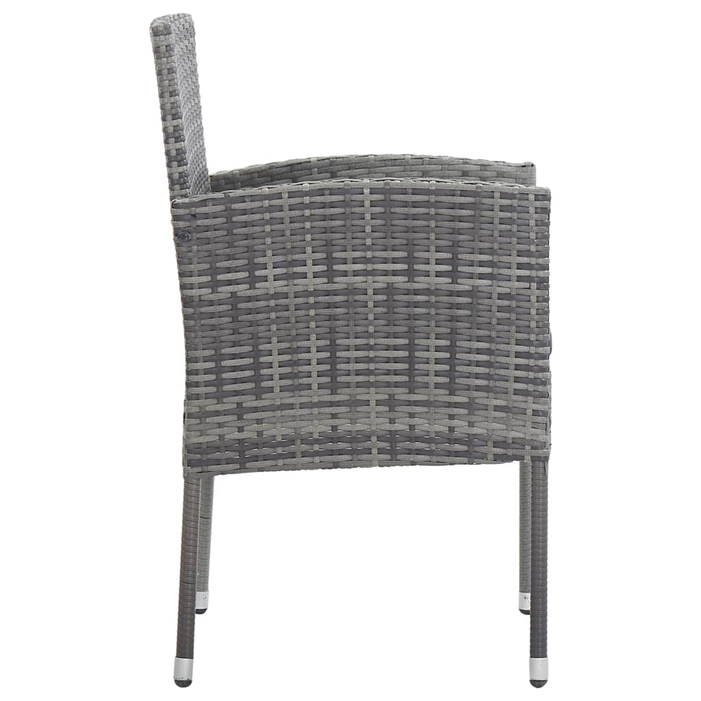 vidaXL Set da Pranzo da Giardino 3 pz Nero Grigio Polyrattan e Acciaio