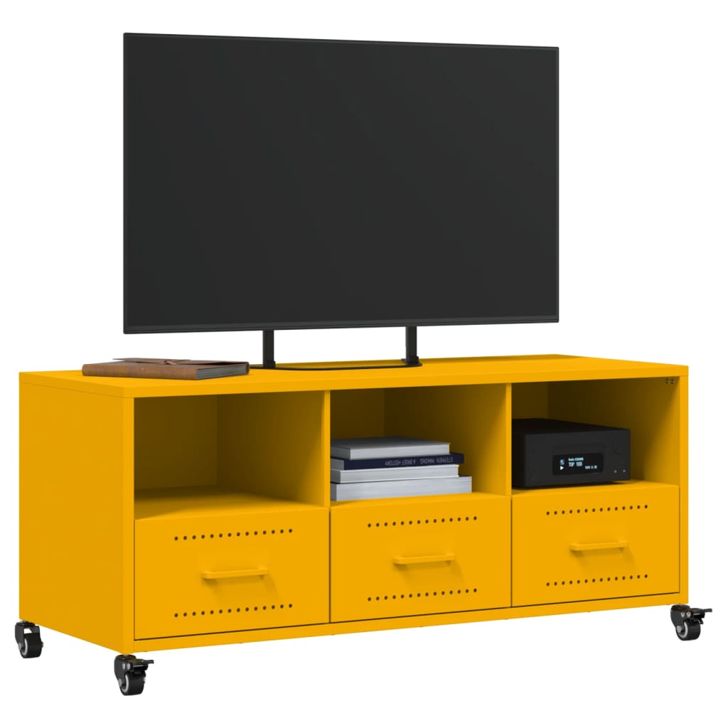 vidaXL Mobile TV Giallo Senape 100,5x39x43,5 cm in Acciaio