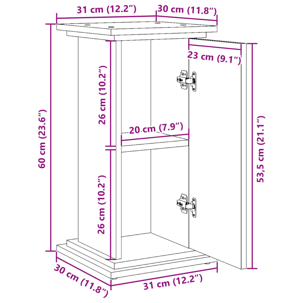 vidaXL Espositore con Portaoggetti Legno Antico 31x30x60 cm Truciolato