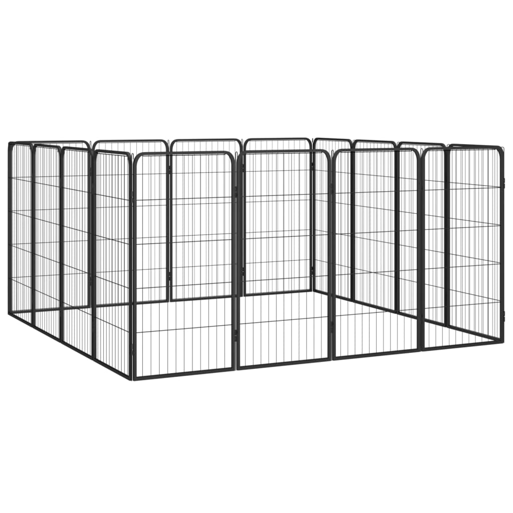 vidaXL Box Cani 16 Pannelli Nero 50x100 cm Acciaio Verniciato Polvere