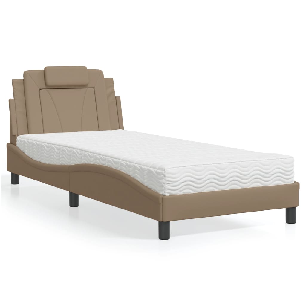 vidaXL Letto con Materasso Cappuccino 90x200 cm in Similpelle