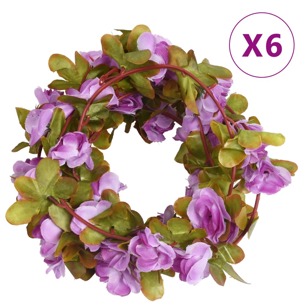 vidaXL Ghirlande Fiori Artificiali Natale 6 pz Viola Chiaro 250 cm