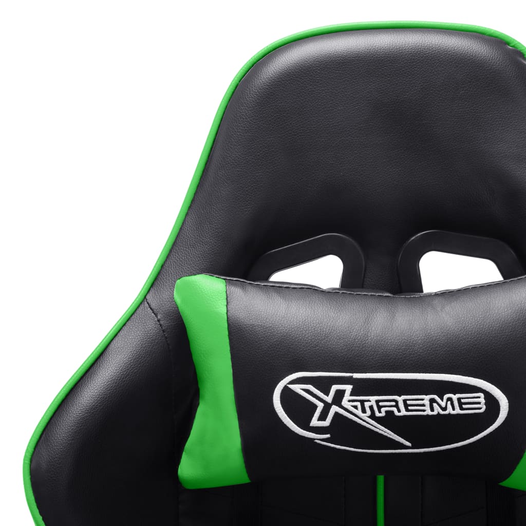 vidaXL Sedia da Gaming con Poggiapiedi Nera e Verde in Similpelle