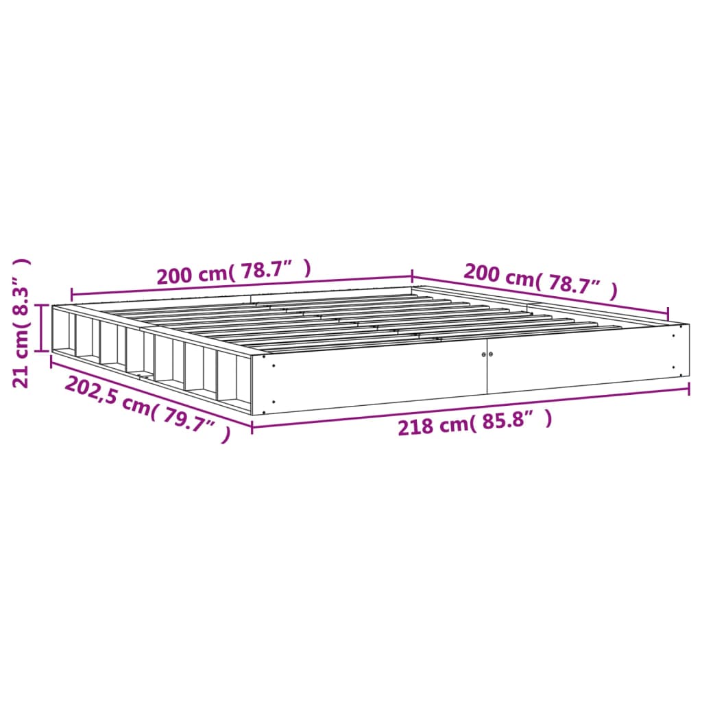 vidaXL Giroletto senza Materasso Marrone Cera 200x200 cm Legno di Pino