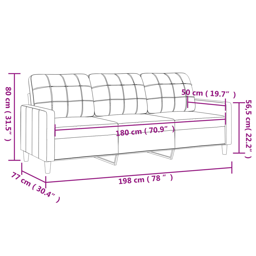 vidaXL Divano a 3 Posti B-Stock Grigio Scuro 180 cm in Tessuto