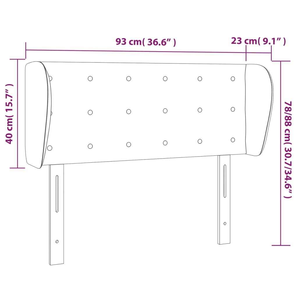 vidaXL Testiera ad Orecchio Grigio Scuro 93x23x78/88 cm in Tessuto