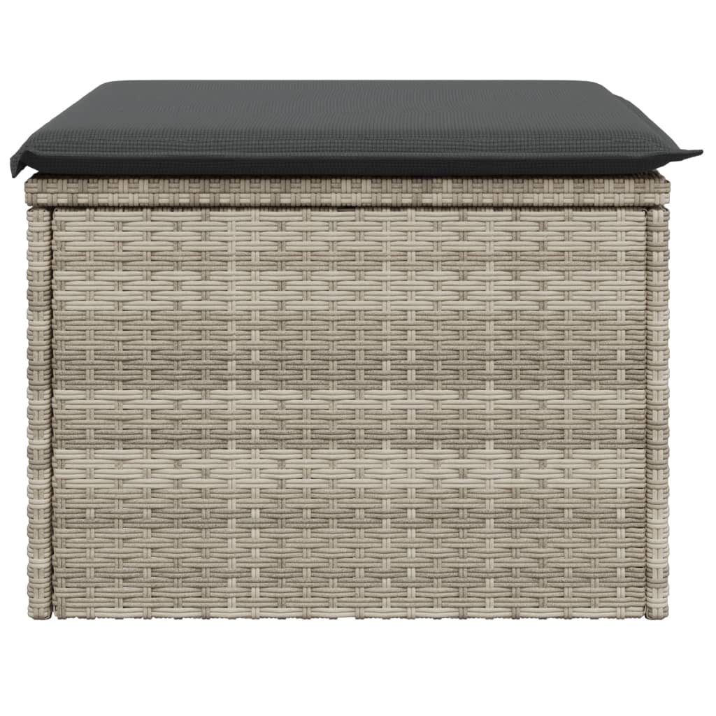 vidaXL Sgabello Giardino e Cuscino Grigio Chiaro 55x55x37cm Polyrattan