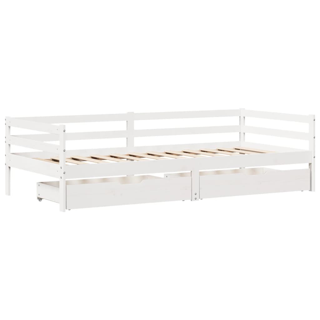 vidaXL Dormeuse con Cassetti Bianco 90x200 cm Legno Massello di Pino