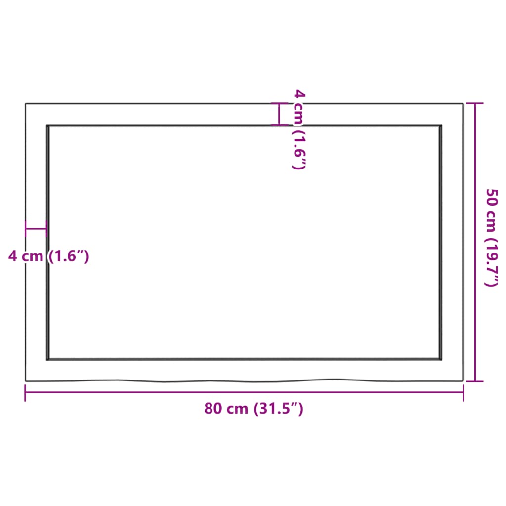 vidaXL Piano Tavolo Marrone 80x50x(2-4) cm Massello Rovere Trattato