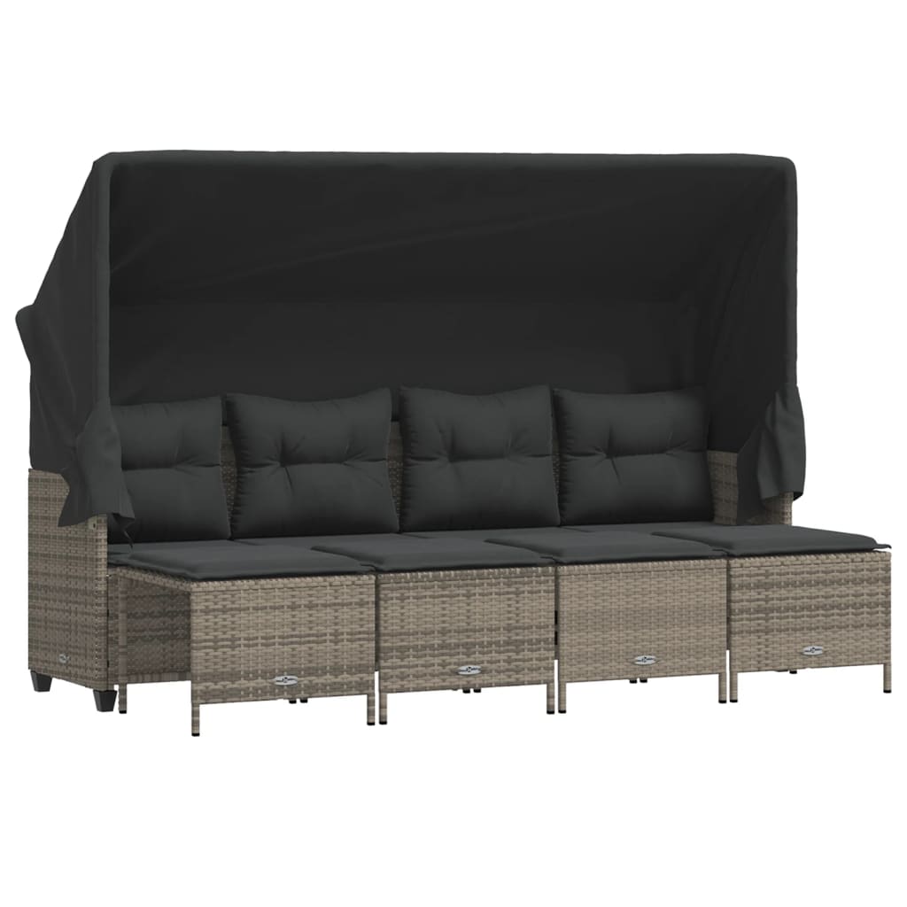 vidaXL Set Divano da Giardino 5 pz con Cuscini Grigio in Polyrattan