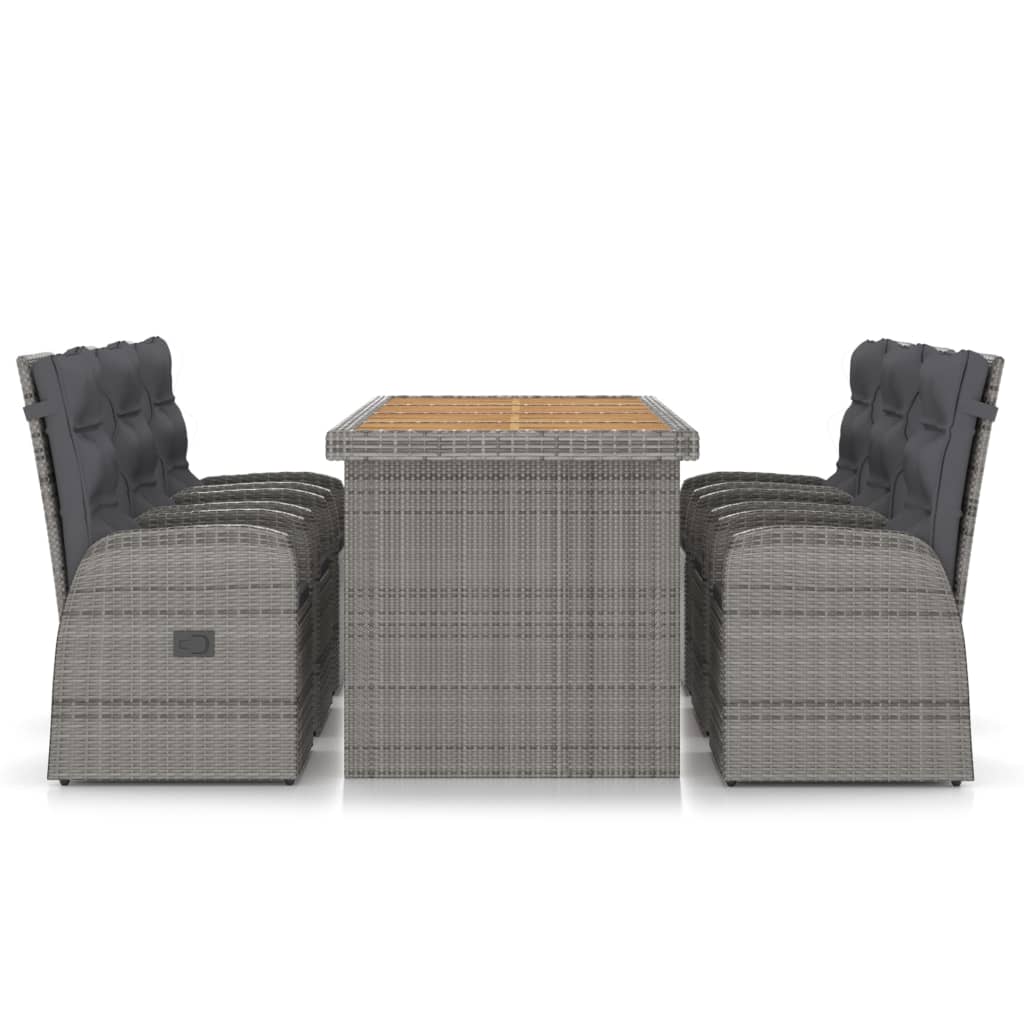 vidaXL Set da Pranzo per Esterni 7 pz con Cuscini in Polyrattan Grigio