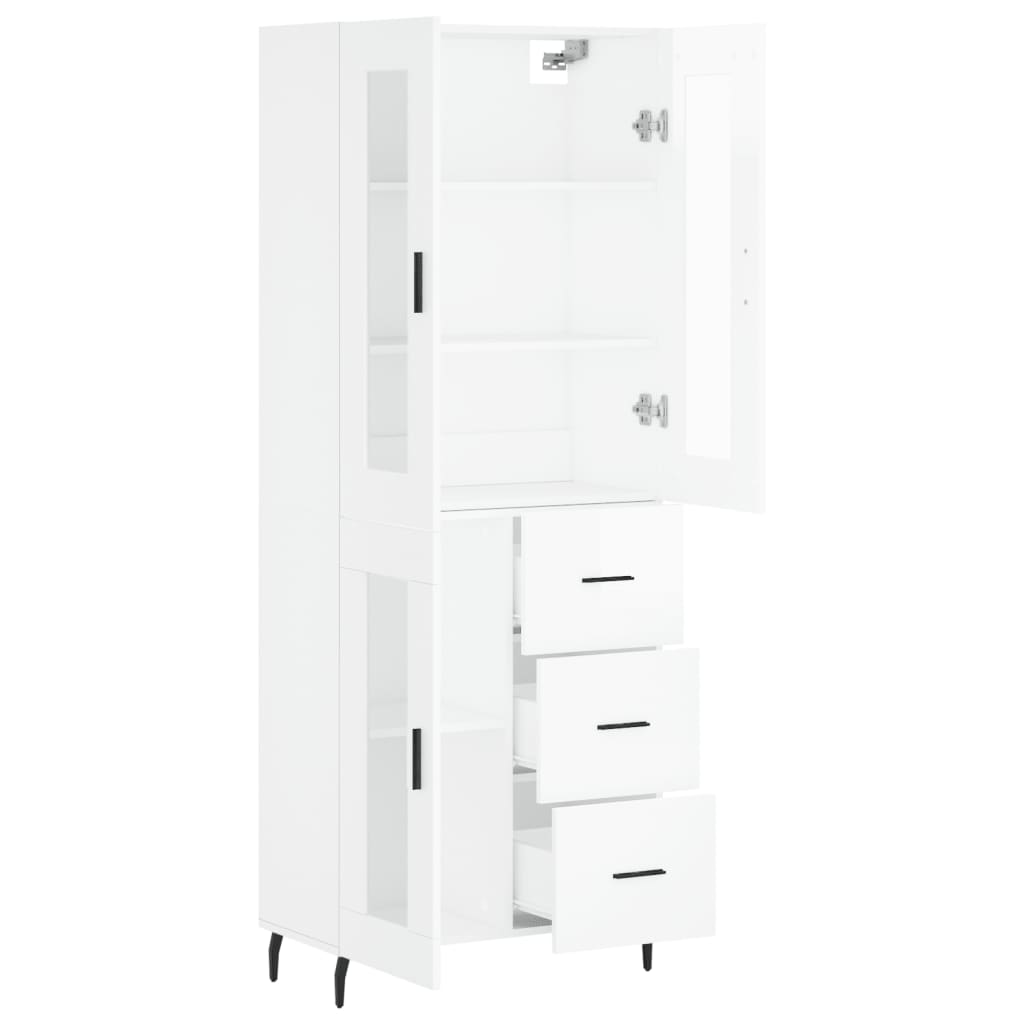 vidaXL Credenza Bianco Lucido 69,5x34x180 cm in Legno Multistrato