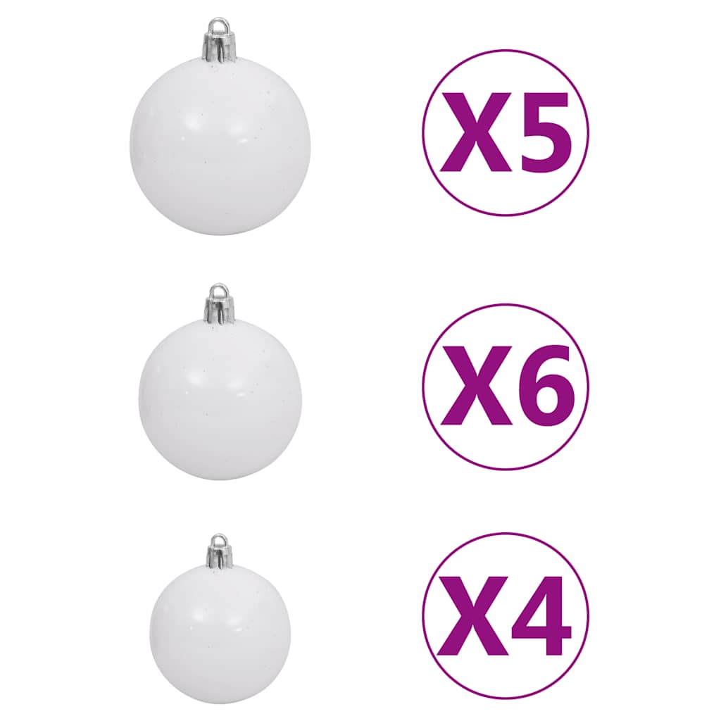 vidaXL Albero di Natale Preilluminato con Palline Bianco 150 cm