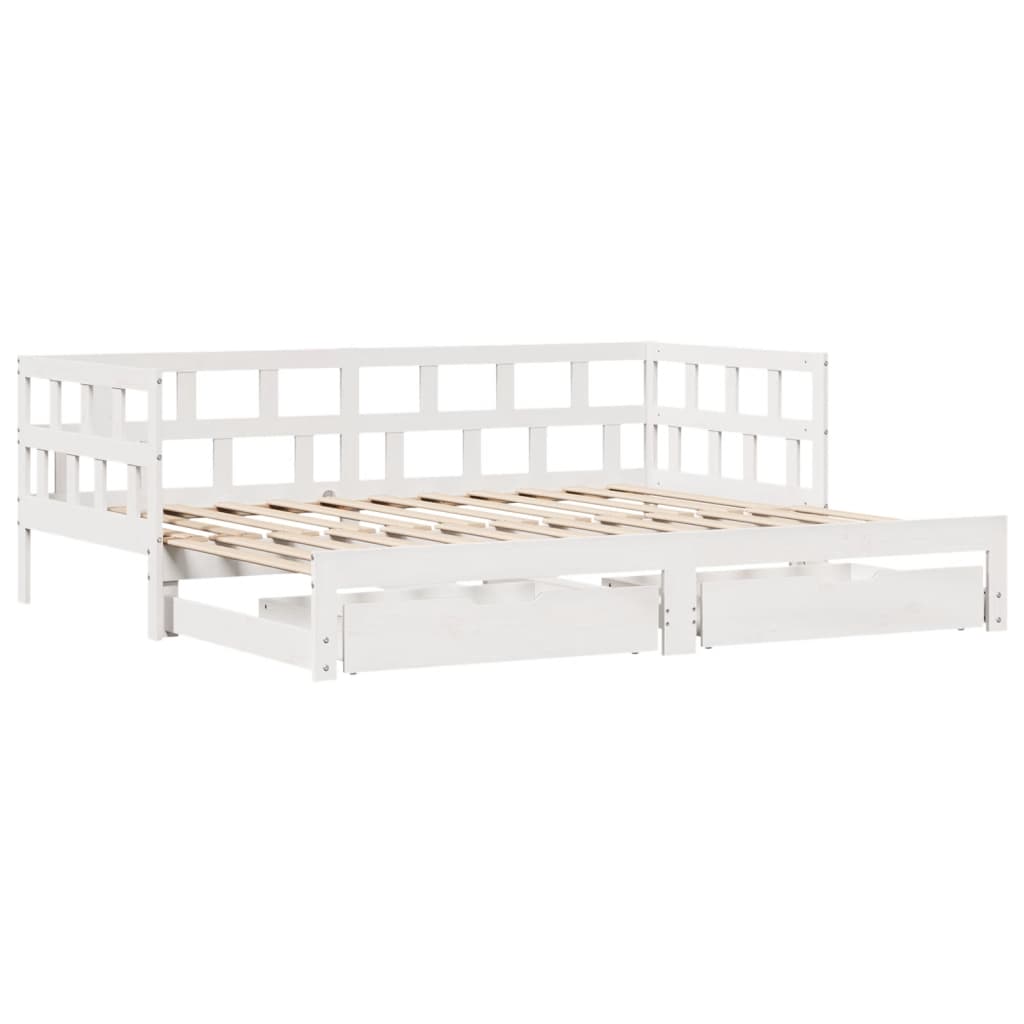 vidaXL Dormeuse Letto Estraibile e Cassetti Bianca 80x200cm Legno Pino