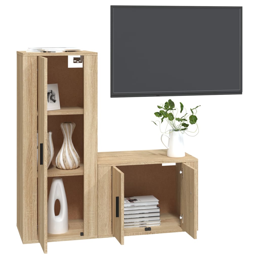 vidaXL Set di Mobili Porta TV 2 pz Rovere Sonoma in Legno Multistrato