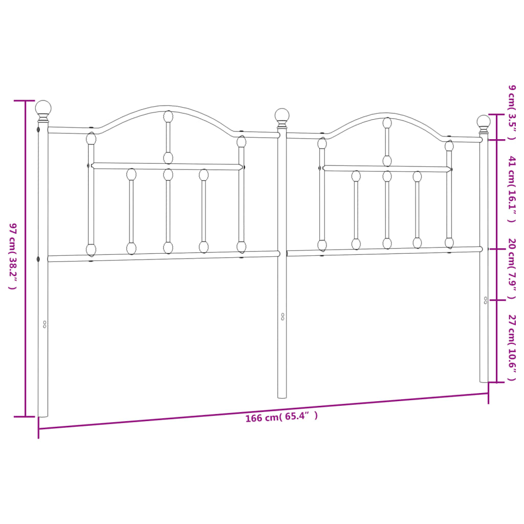 vidaXL Testiera in Metallo Bianco 160 cm