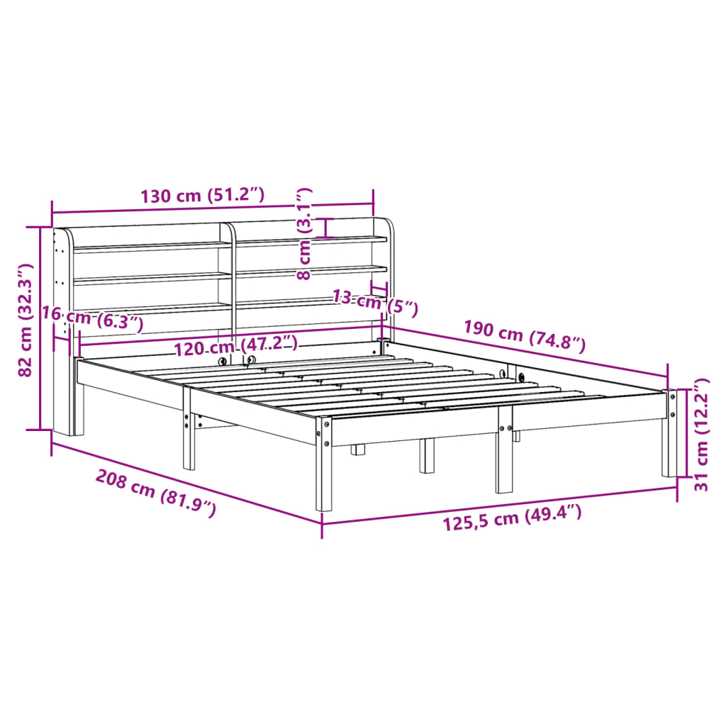 vidaXL Letto senza Materasso Bianco 120x190 cm Legno Massello di Pino