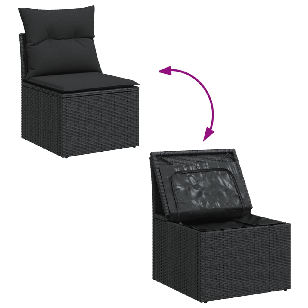 vidaXL Set Divani da Giardino 4 pz con Cuscini Nero in Polyrattan