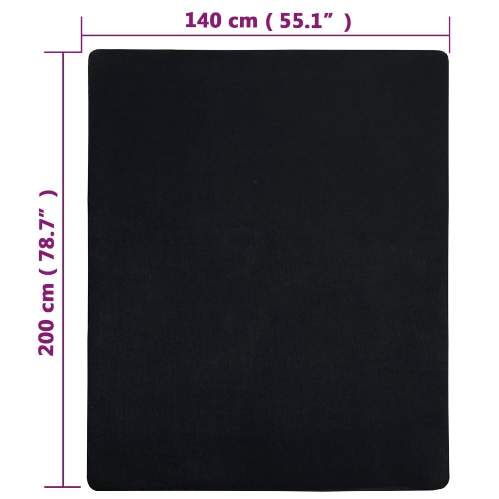 vidaXL Lenzuola con Angoli Jersey 2pz Nero 140x200 cm Cotone