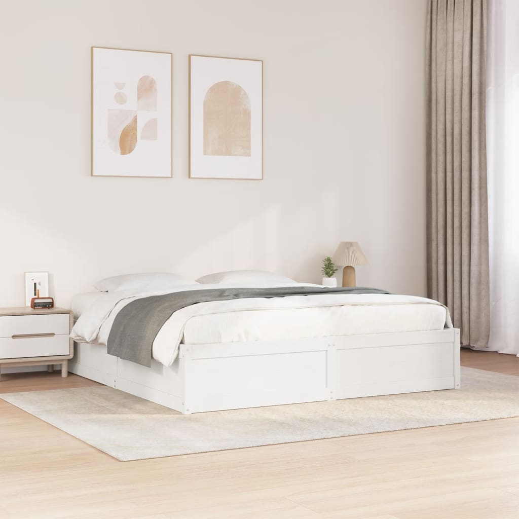 vidaXL Letto senza Materasso Bianco 180x200 cm Legno Massello di Pino