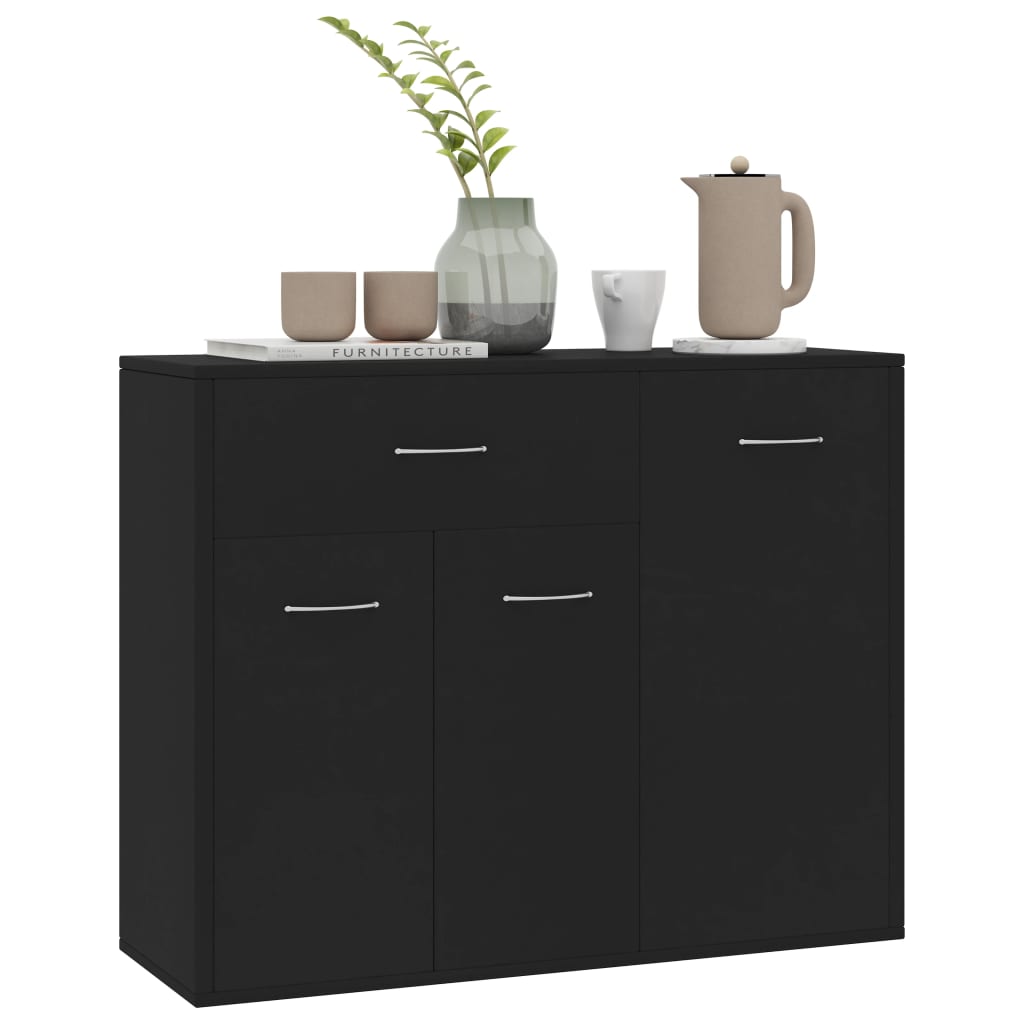 vidaXL Credenza Nera 88x30x70 cm in Legno Multistrato