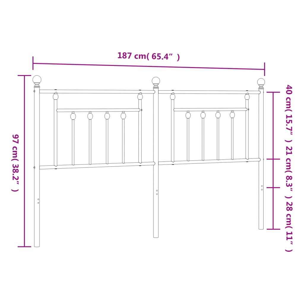 vidaXL Testiera in Metallo Bianco 180 cm