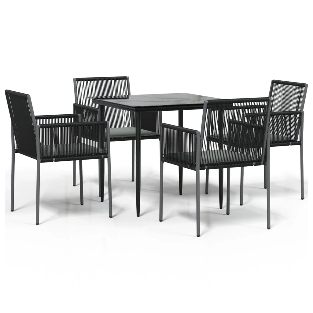 vidaXL Set Pranzo Giardino 5 pz con Cuscini Polyrattan e Acciaio Nero