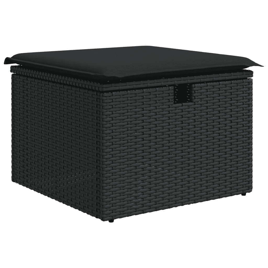 vidaXL Set Divani da Giardino 9 pz con Cuscini Nero in Polyrattan