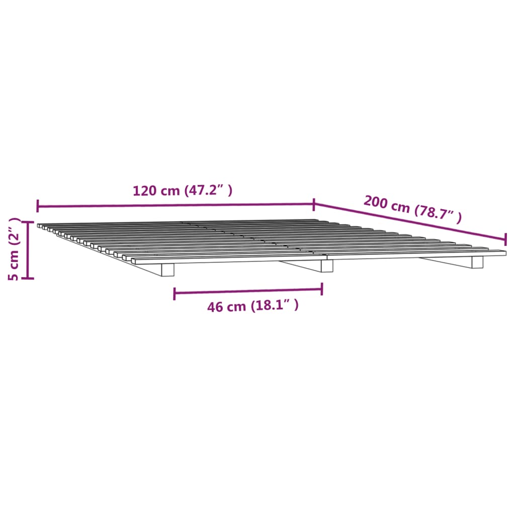 vidaXL Giroletto senza Materasso Marrone Ambrato 120x200 cm in Pino