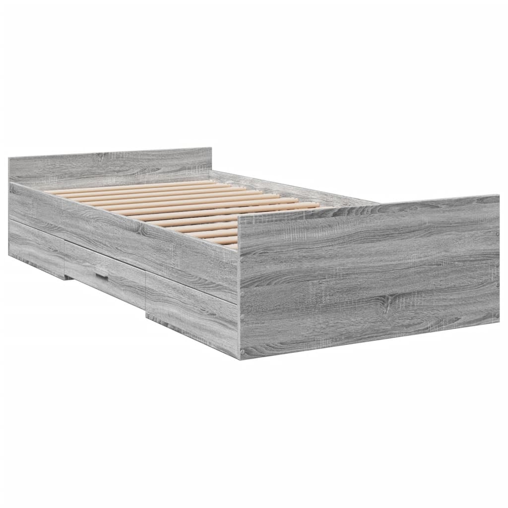 vidaXL Giroletto Cassetti Grigio Sonoma 90x190 cm Legno Multistrato