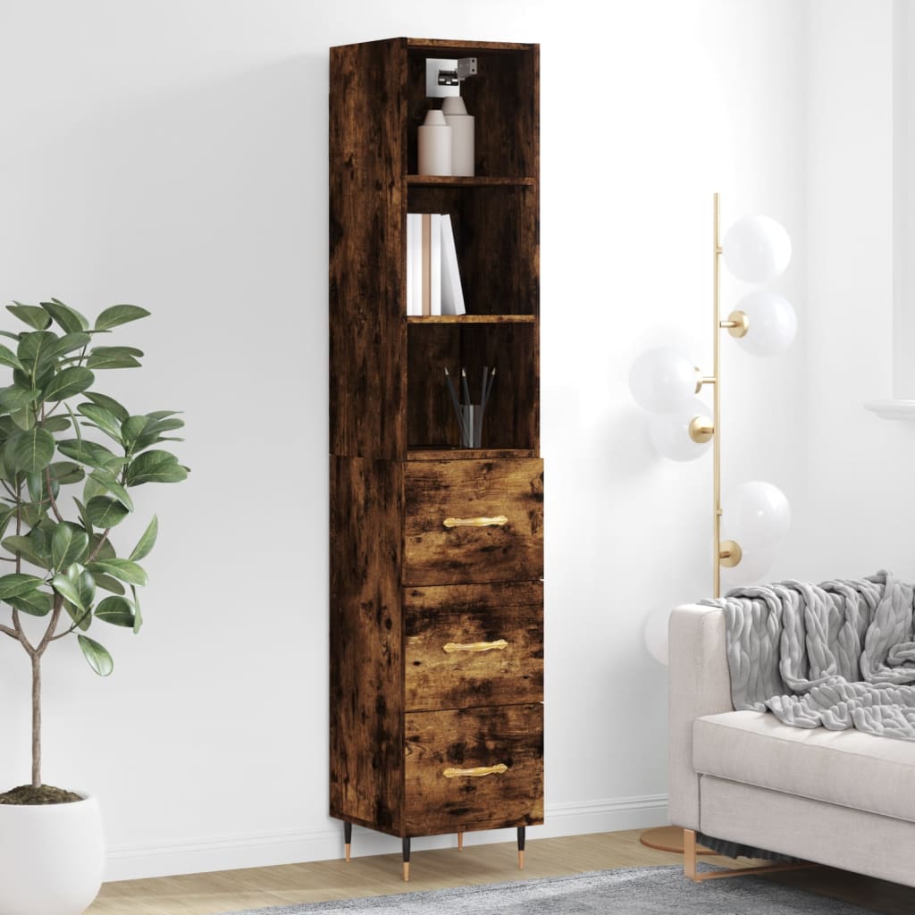 vidaXL Credenza Rovere Fumo 34,5x34x180 cm in Legno Multistrato