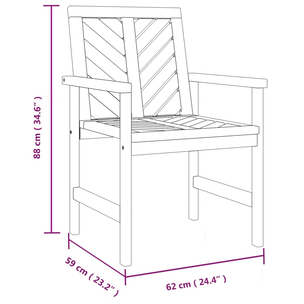 vidaXL Sedie da Pranzo da Giardino 2pz Legno Massello di Acacia