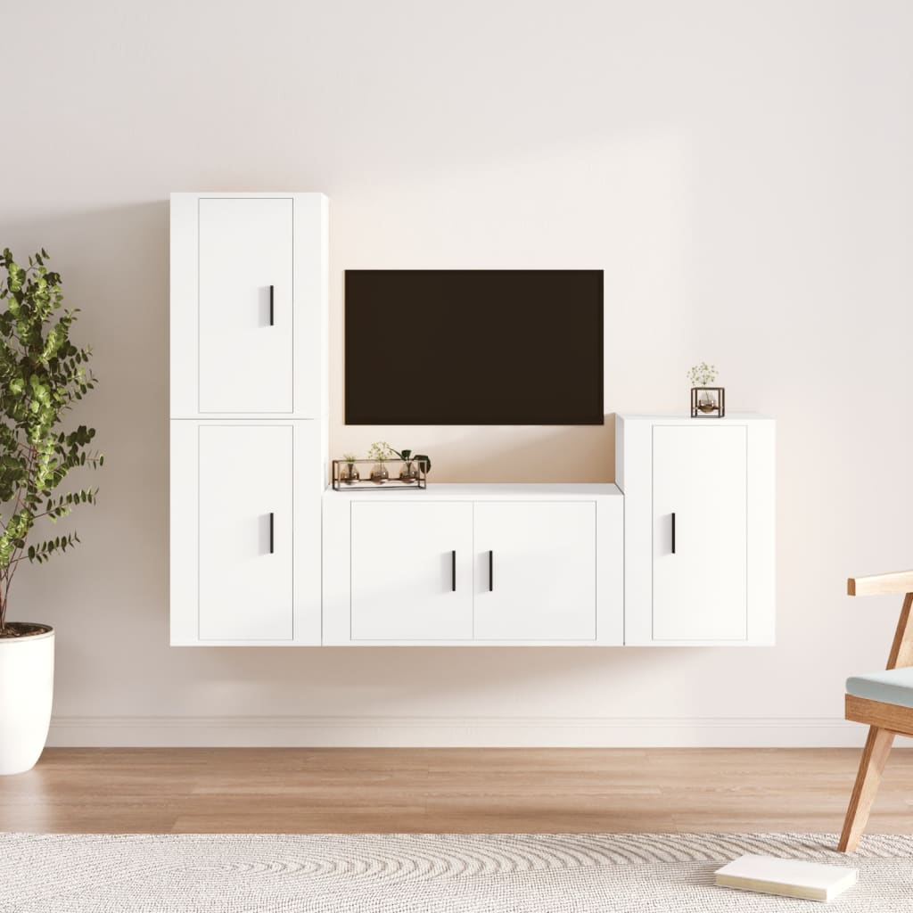 vidaXL Set di Mobili Porta TV 4 pz Bianco in Legno Multistrato