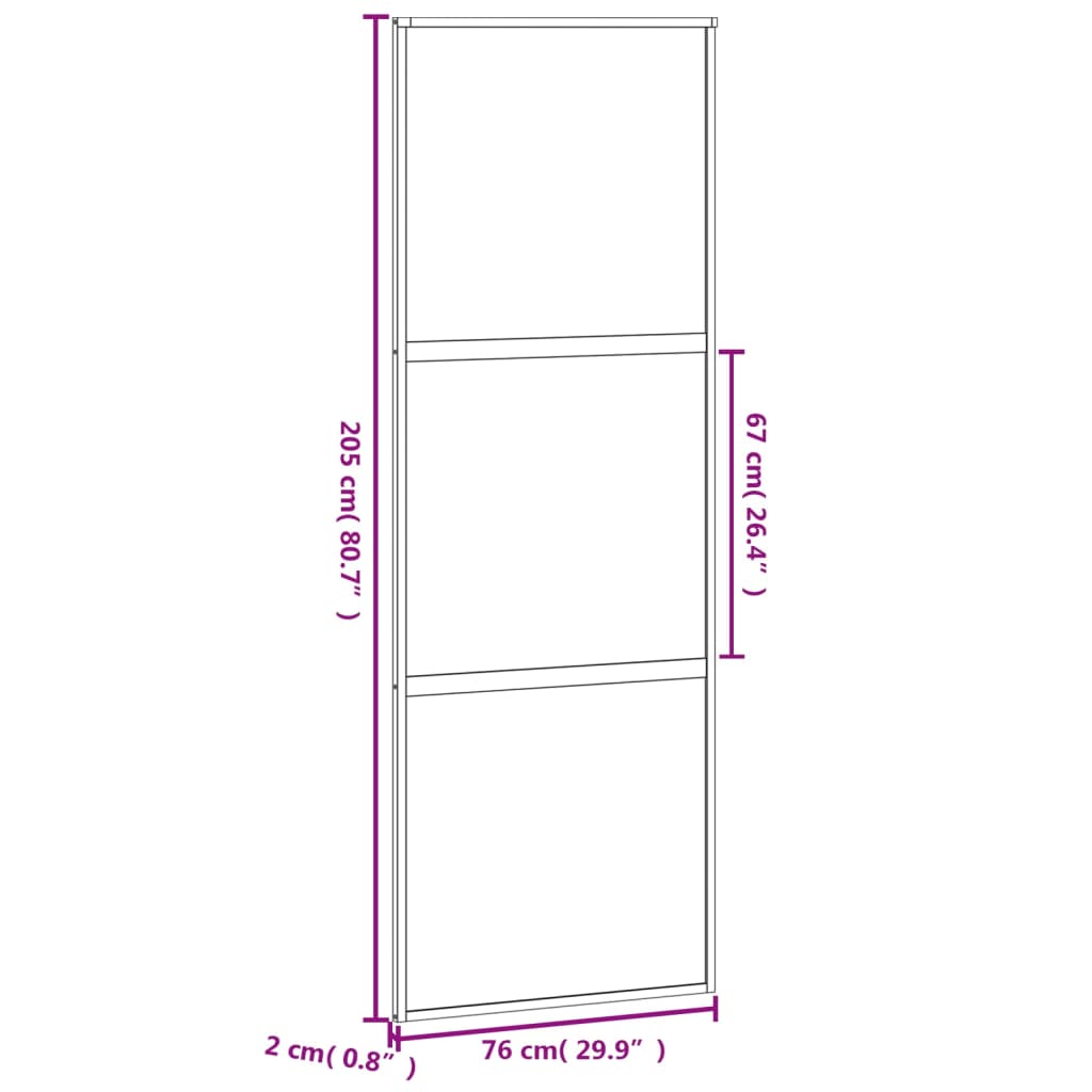 vidaXL Porta Scorrevole Bianca 76x205 cm Vetro Temperato e Alluminio