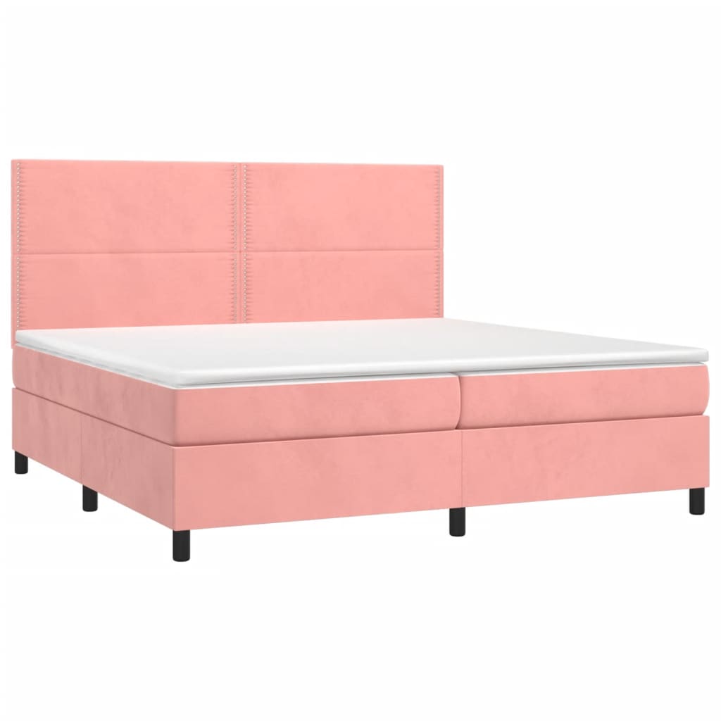 vidaXL Letto a Molle con Materasso e LED Rosa 200x200 cm in Velluto