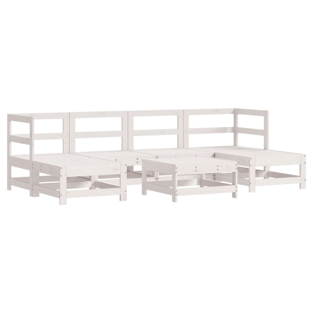 vidaXL Set Divani da Giardino 7pz con Cuscini in Legno Massello Bianco