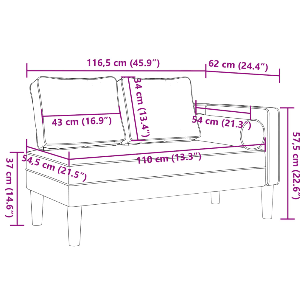 vidaXL Chaise Longue con Cuscini Verde Scuro in Tessuto