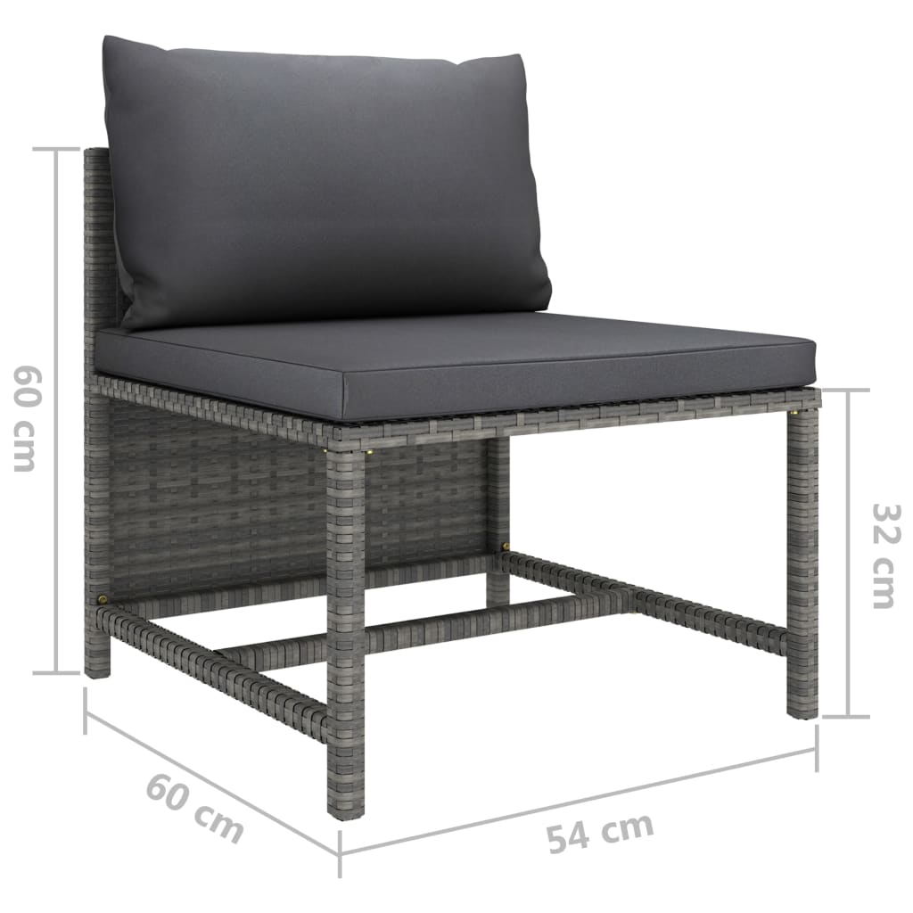 vidaXL Set Divani da Giardino 9 pz con Cuscini in Polyrattan Grigio