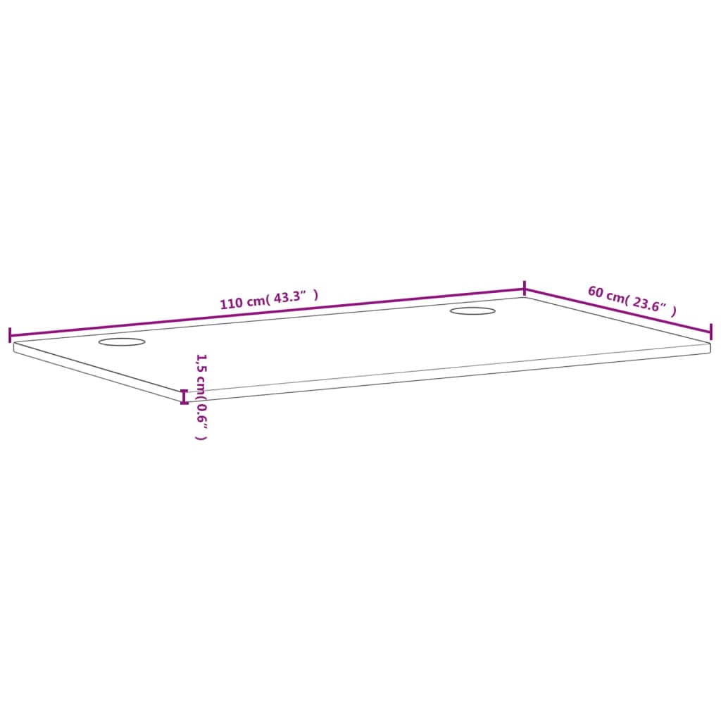 vidaXL Piano per Scrivania 110x60x1,5 cm in Legno Massello di Faggio