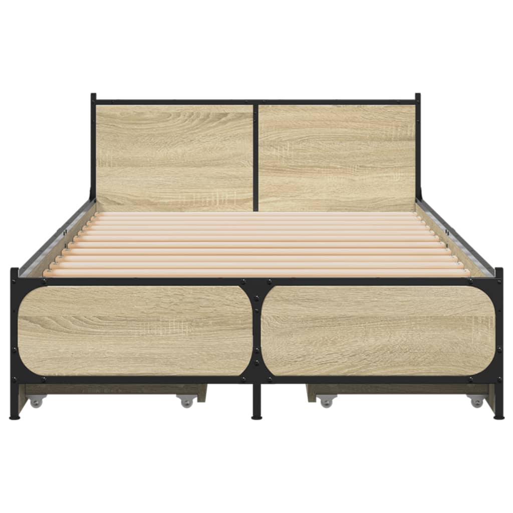 vidaXL Giroletto Cassetti Rovere Sonoma 75x190 cm Legno Multistrato