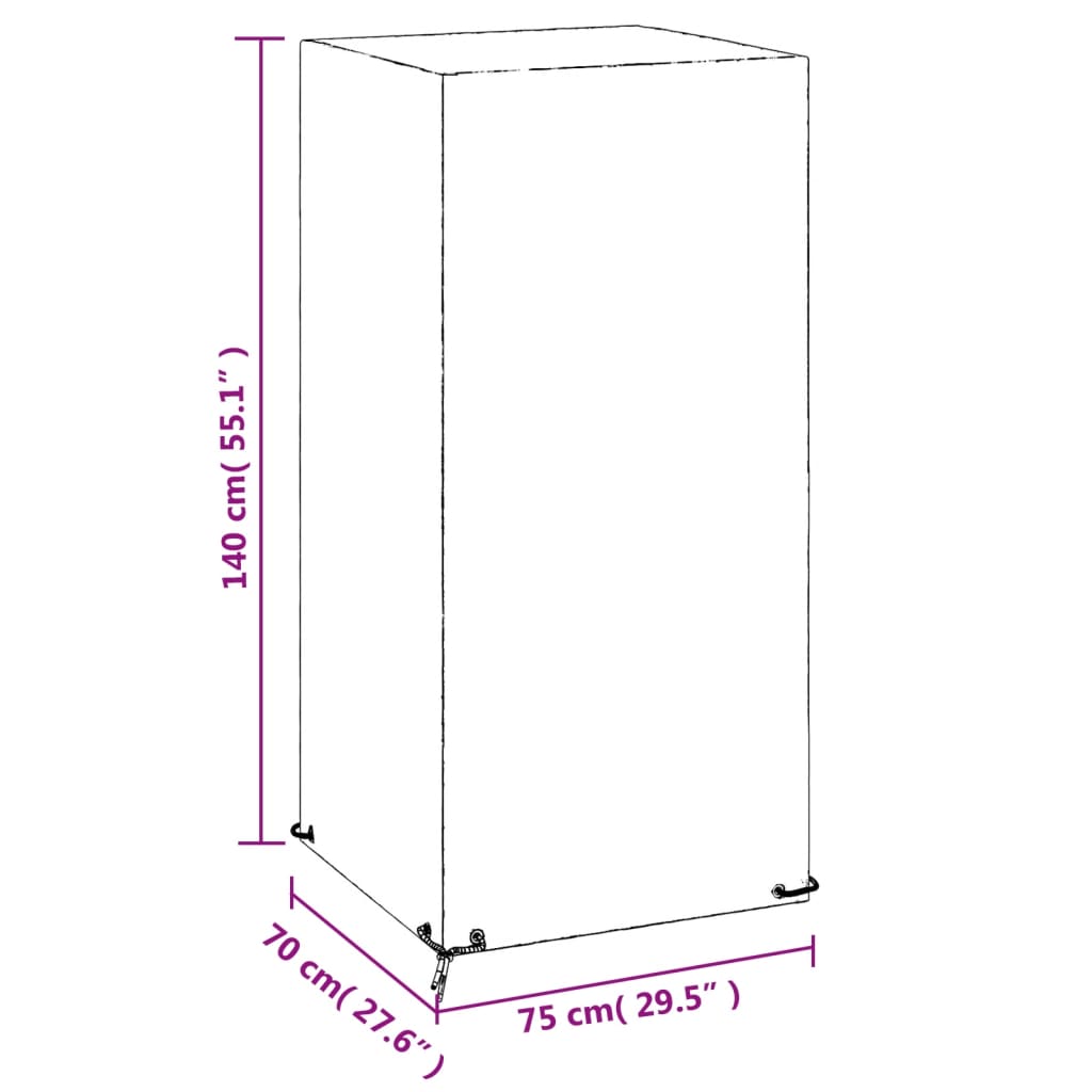 vidaXL Copri Sedia da Giardino 8 Occhielli 75x70x140 cm Polietilene