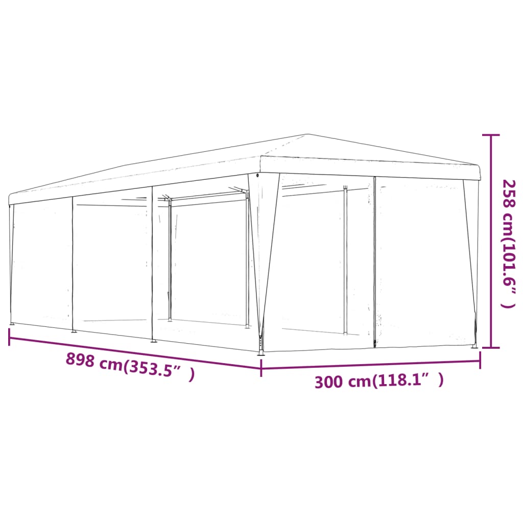 vidaXL Tenda per Feste con 8 Pareti in Rete Antracite 3x9 m in HDPE