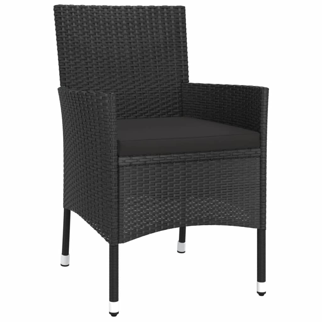 vidaXL Set Bistrò da Giardino 5 pz con Cuscini in Polyrattan Nero