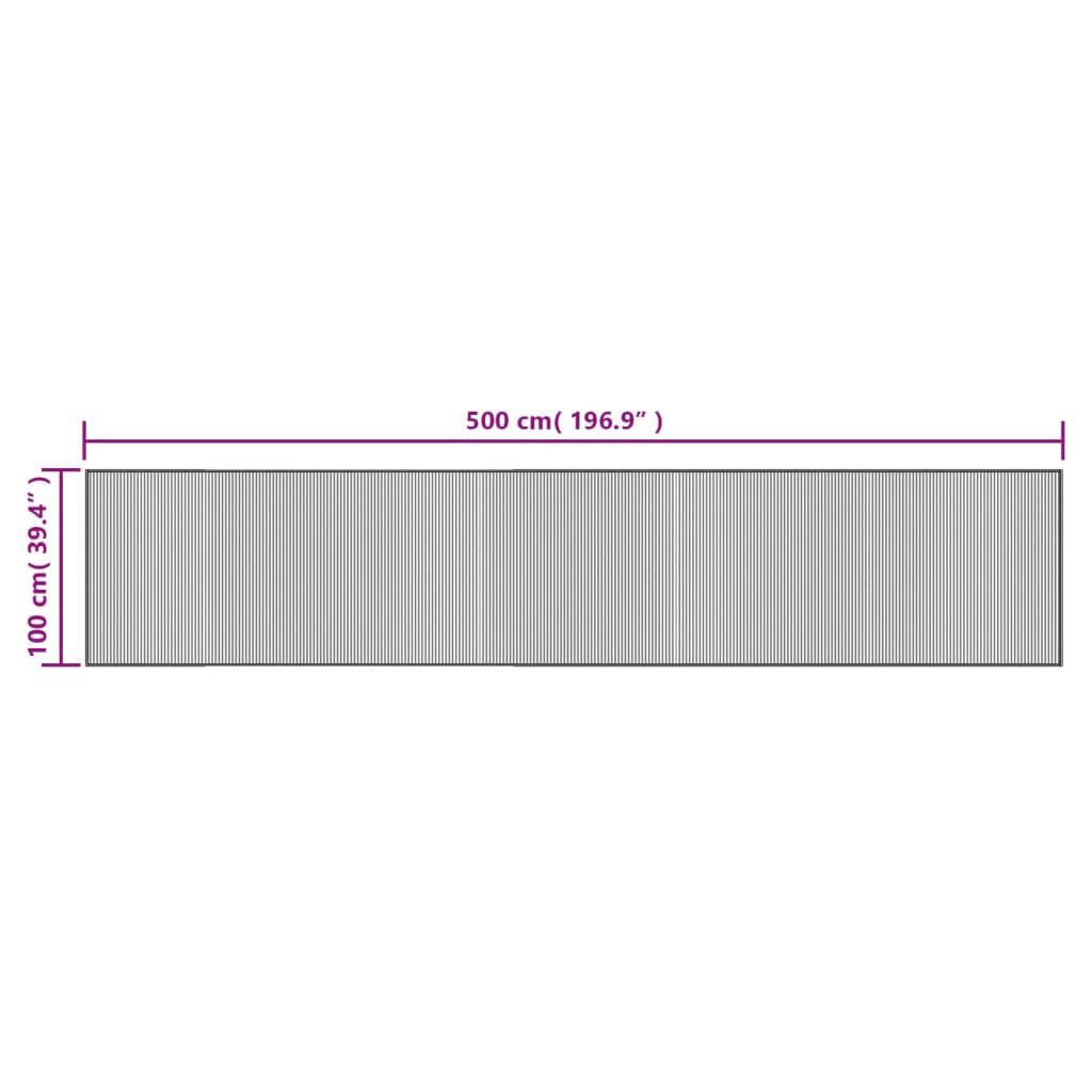 vidaXL Tappeto Rettangolare Marrone 100x500 cm in Bambù