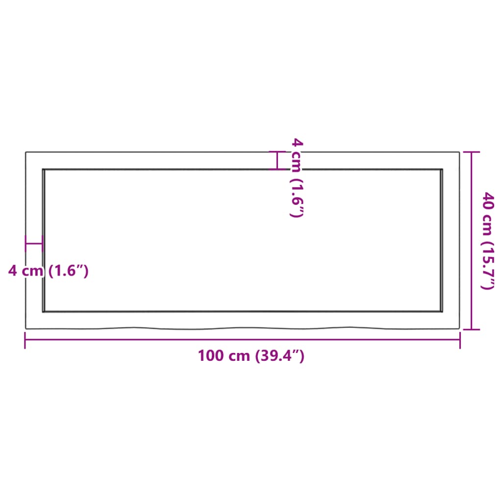 vidaXL Ripiano Marrone Scuro 100x40x(2-6) cm Massello Rovere Trattato