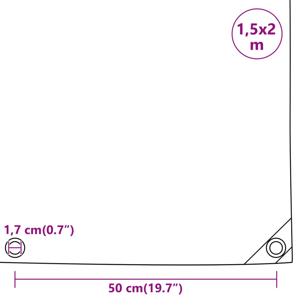 vidaXL Telone Grigio 1,5x2 m 650 g/m²