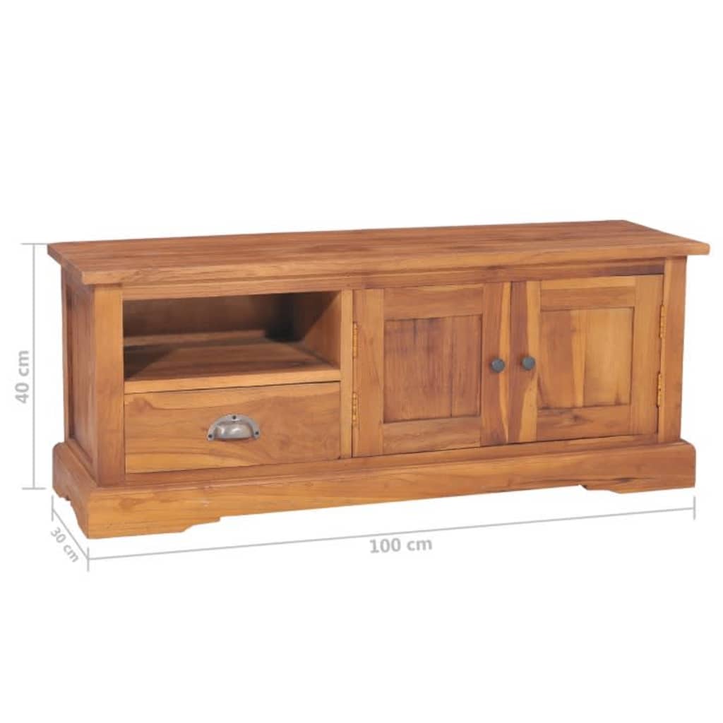 vidaXL Mobile Porta TV 100x30x40 cm in Legno Massello di Teak